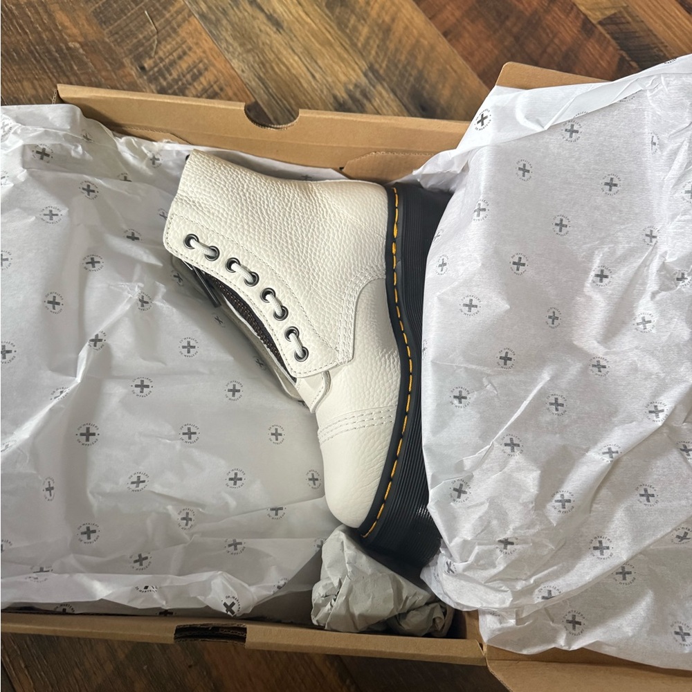 Dr. Martens White and Black Stylish Boots